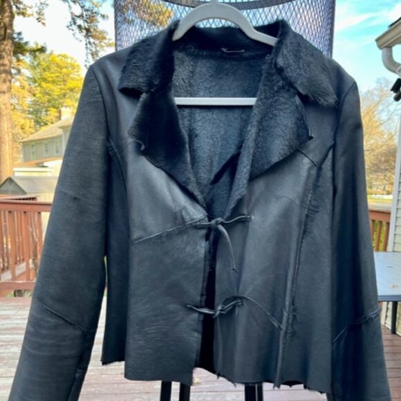 Keenan Leather Jackets & Blazers - The Keenan Leather 100% LambSkin Black Shearling EUC Women's Jacket Size Small